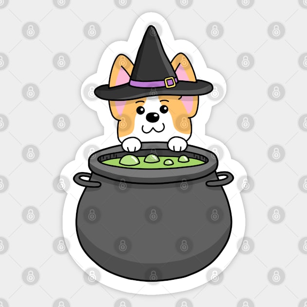 Corgi Wizard Cauldron Potion Sticker by DimensionC169